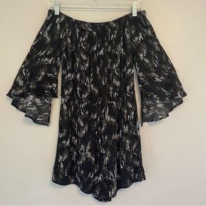 Express Black Tropical Print Romper